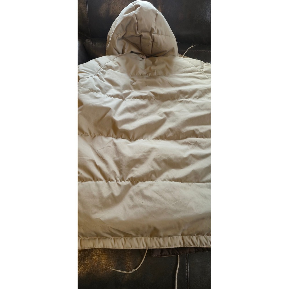 Vintage Alaska Safari Down Puffer Parka Jacket Tan Brown Hooded Mens Large Kemps - Picture 2 of 5